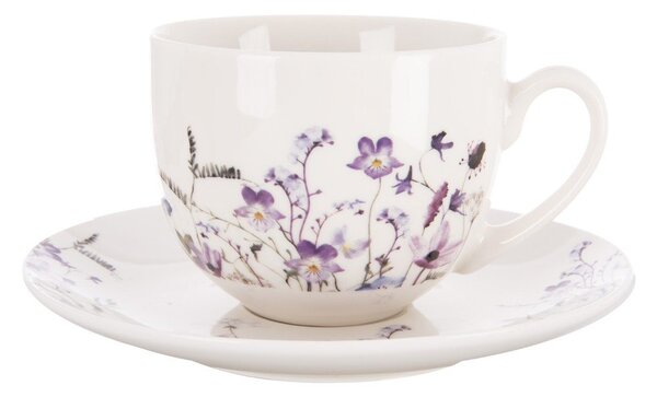 Fehér-lila porcelán csésze 280 ml Louka – Orion