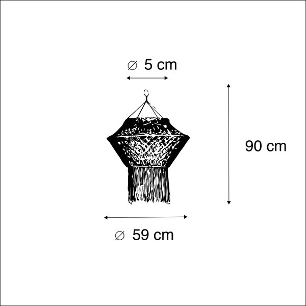 Makramé lámpabúra természetes 90 cm