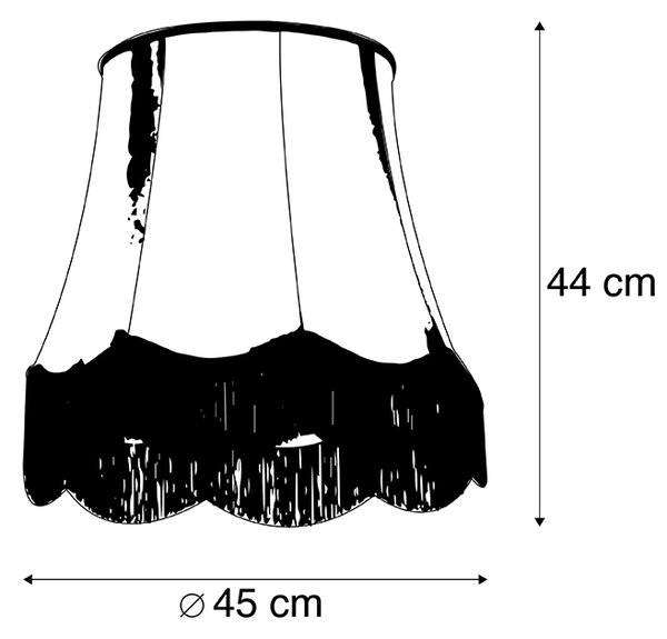 Selyem lámpabúra fekete szürkével 45 cm - Granny