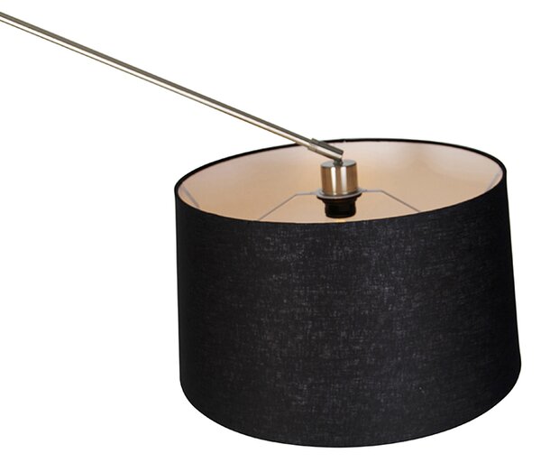 Modern állólámpa acélból, fekete vászon árnyékolóval 45 cm - Editor