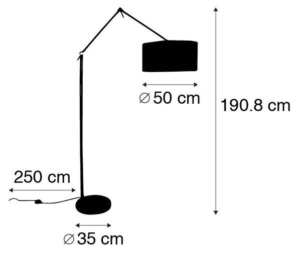 Modern állólámpa arany bársony árnyékolóval fekete 50 cm - Editor