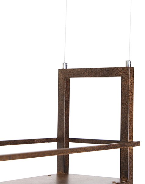 Ipari függőlámpa rozsdabarna polccal 4 lámpás - Cage Rack