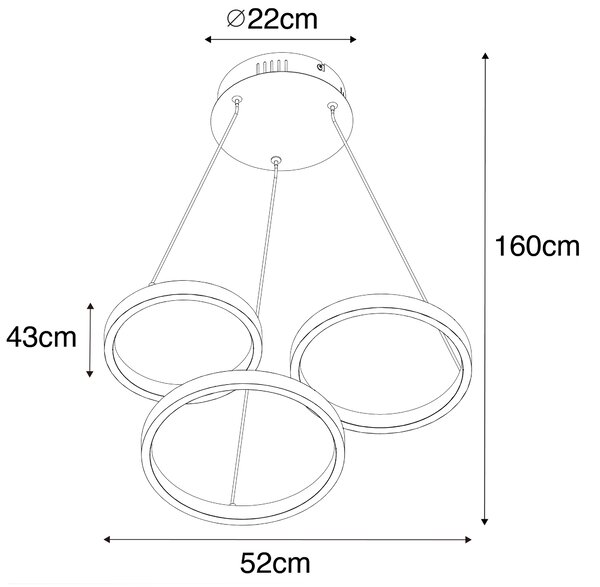 Arany lógólámpa LED-del, 3 fokozatú dimmerrel, 3 lámpás - Rondas