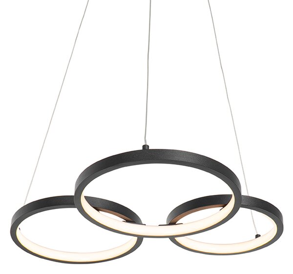 Függőlámpa fekete LED-del, 3 fokozatú dimmerrel, 3 lámpás - Rondas