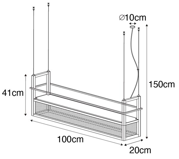 Ipari lógólámpa fekete hálóval 4-lámpás - Cage Rack