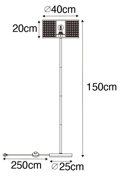 Keleti állólámpa fehér rattannal 40 cm - Akira