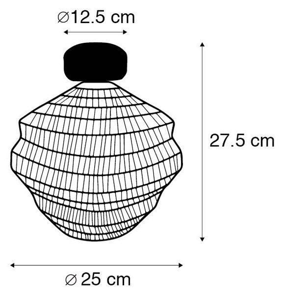 Keleti mennyezeti lámpa fekete 25 cm - Vadi