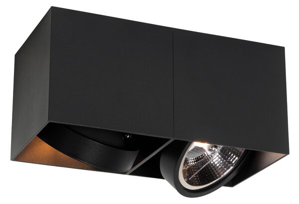Design spotlámpa fekete téglalap AR111 2-lámpás - Box