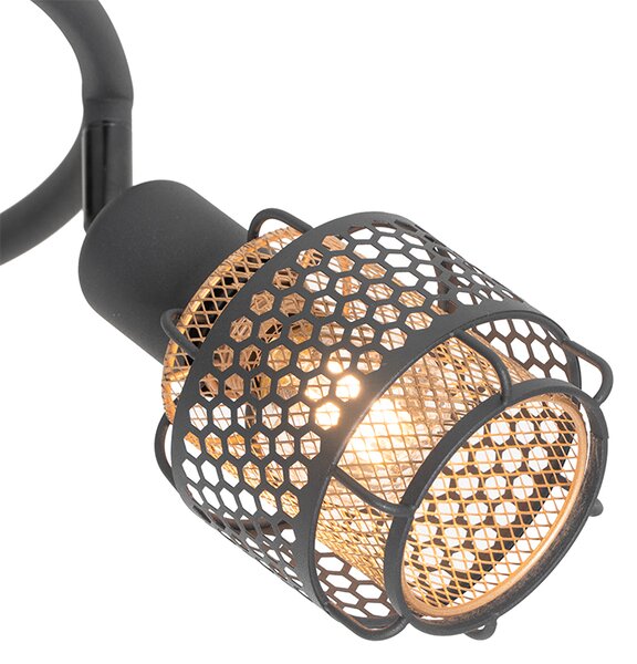 Design mennyezeti lámpa fekete arannyal 3-lámpás kerek - Noud