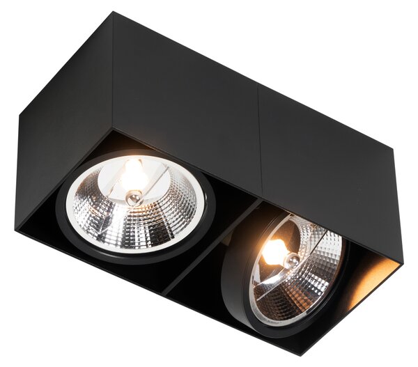 Design spotlámpa fekete téglalap AR111 2-lámpás - Box
