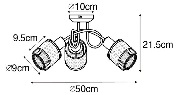 Design mennyezeti lámpa fekete arannyal 3-lámpás - Noud