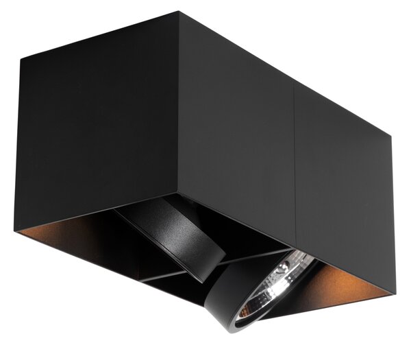 Design spotlámpa fekete téglalap AR111 2-lámpás - Box