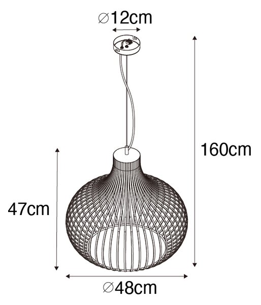 Modern függőlámpa fekete 48 cm - Saffira