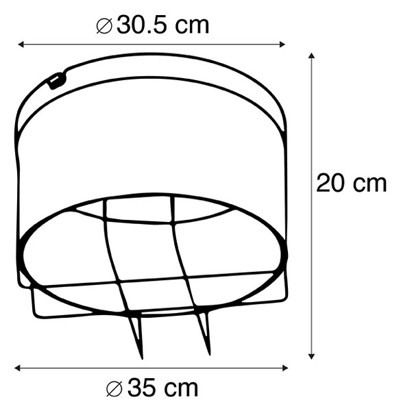 Ipari mennyezeti lámpa fekete arannyal 35 cm - Barril