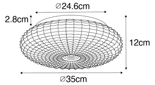 Klasszikus mennyezeti lámpa fekete opál üveggel 35 cm IP44 - Nohmi