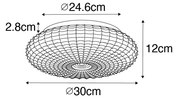 Klasszikus fekete mennyezeti lámpa füstüveggel 30 cm IP44 - Nohmi