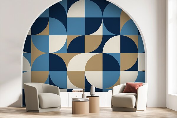 Fotótapéta Kék és fehér geometriai minta, Designer fali fotótapéta, Népszerű fotótapéta, u78733 - Tapeko.hu