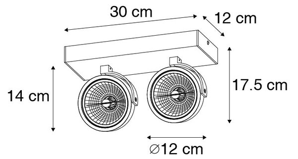 Design mennyezeti spotlámpa fehér állítható 2-lámpás - Go
