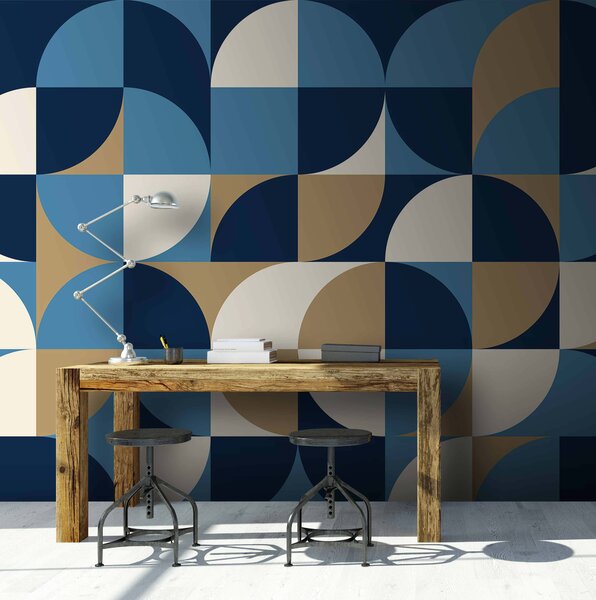Fotótapéta Kék és fehér geometriai minta, Designer fali fotótapéta, Népszerű fotótapéta, u78733 - Tapeko.hu