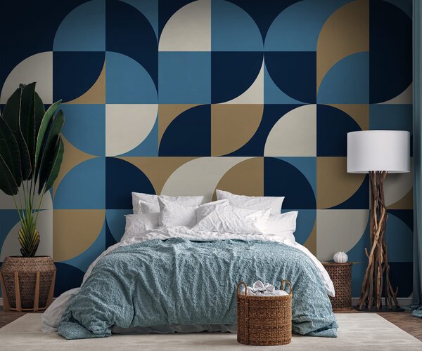 Fotótapéta Kék és fehér geometriai minta, Designer fali fotótapéta, Népszerű fotótapéta, u78733 - Tapeko.hu