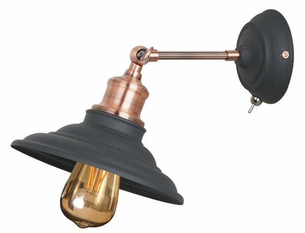 Lámpa Fali lámpatest LORET+ kapcsolóval,7901,AC220-240V,50/60Hz,1*E27,max.40W,átmérő20cm,egyes,fekete