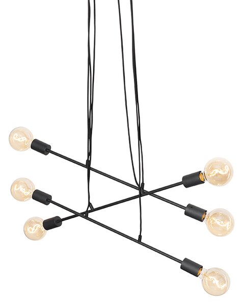 Modern függőlámpa fekete 80 cm 6-lámpás - Sydney