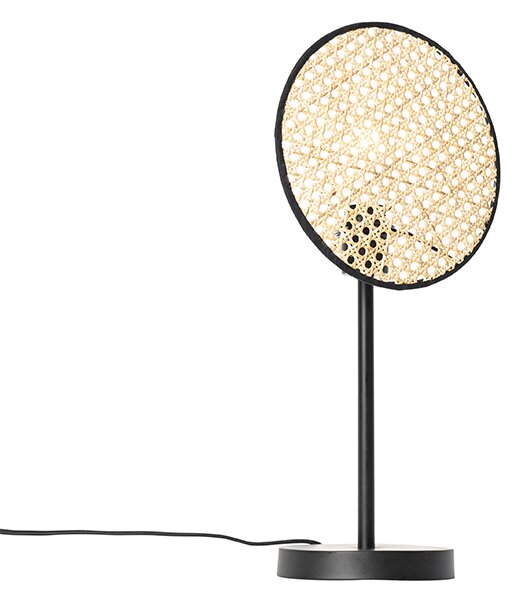 Rusztikus asztali lámpa fekete rattannal 25 cm - Kata