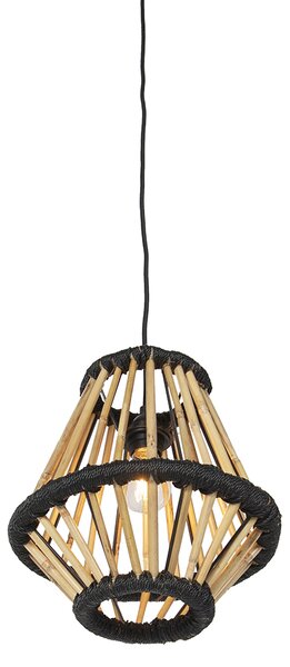 Keleti függőlámpa bambuszból feketével 32 cm - Evalin