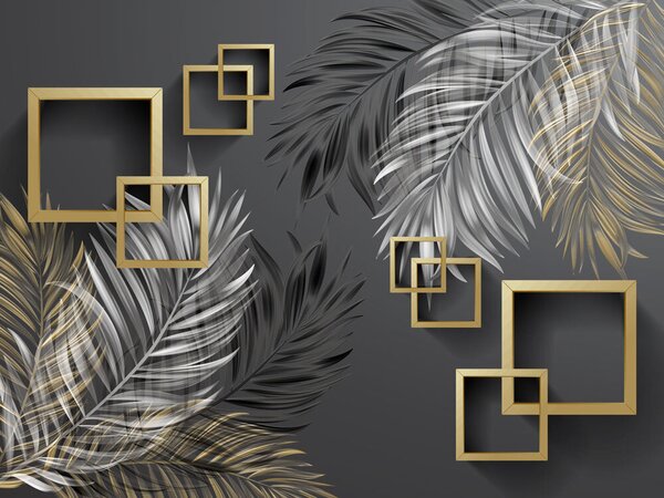 Fotótapéta Tapéta tollakkal és négyzet alakú keretekkel, Designer fali fotótapéta, Népszerű fotótapéta, u80469 - Tapeko.hu