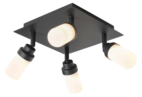 Modern fürdőszoba spotlámpa fekete 4 lámpás IP44 - Japie