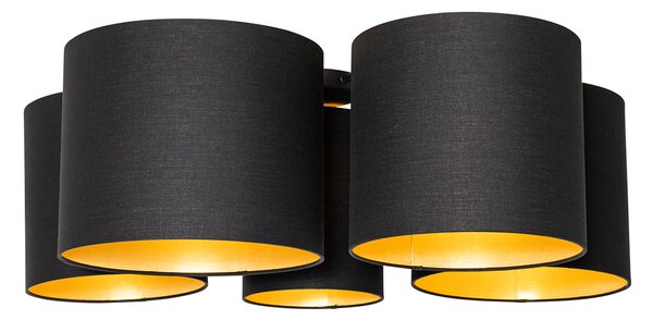Mennyezeti lámpa fekete, arany belsővel, 5 lámpás - Multidrum