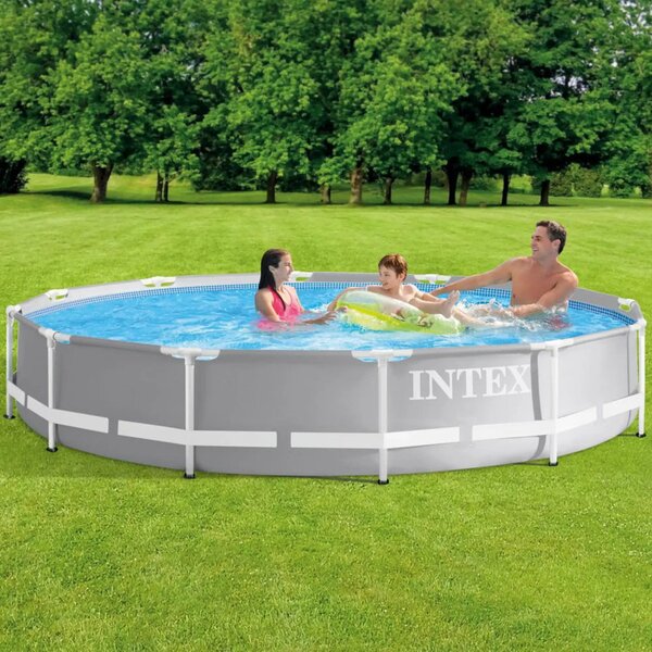 INTEX MetalPrism Set kör alakú szürke medence szett vízforgatóval 366 x 76 [cm]