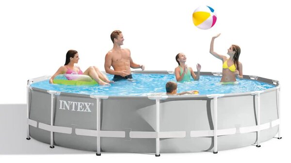 INTEX MetalPrism Set medence szűrővel, takarófóliával, alátétfóliával, létrával 457 x 107 [cm]