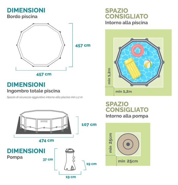 INTEX MetalPrism Set medence szűrővel, takarófóliával, alátétfóliával, létrával 457 x 107 [cm]