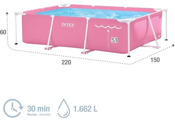 INTEX Metal rózsaszín medence 220 x 150 x 60 [cm]