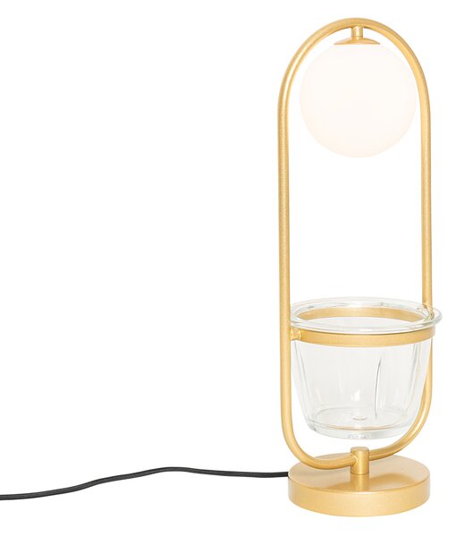 Art Deco asztali lámpa arany fehér üveggel - Isabella