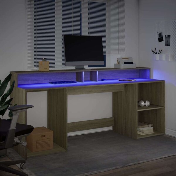 VidaXL Íróasztal LED-del - Sonoma Tölgy - 200x55x91 cm