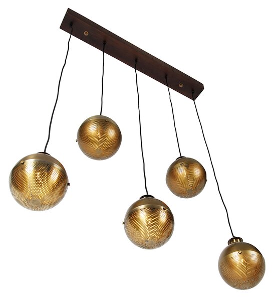 Ipari függőlámpa bronz fával 5-lámpás - Haicha