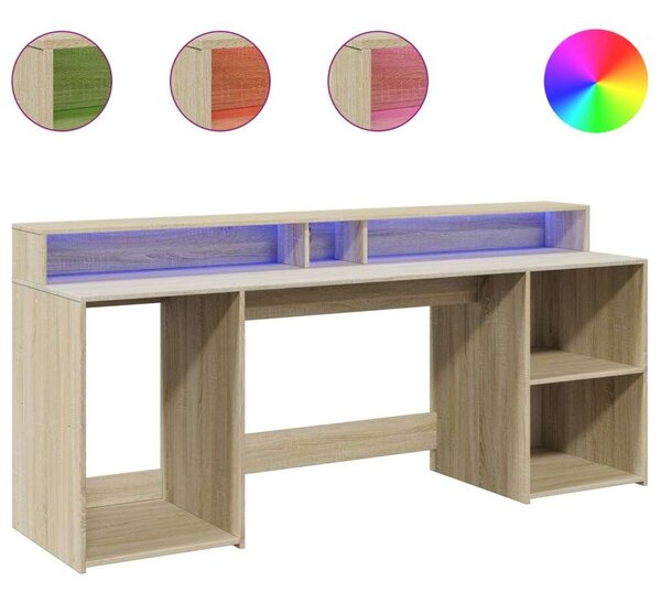 VidaXL Íróasztal LED-del - Sonoma Tölgy - 200x55x91 cm