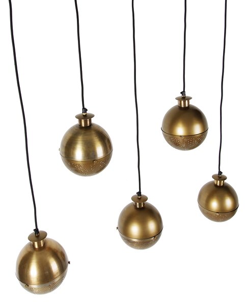 Ipari függőlámpa bronz fával 5-lámpás - Haicha