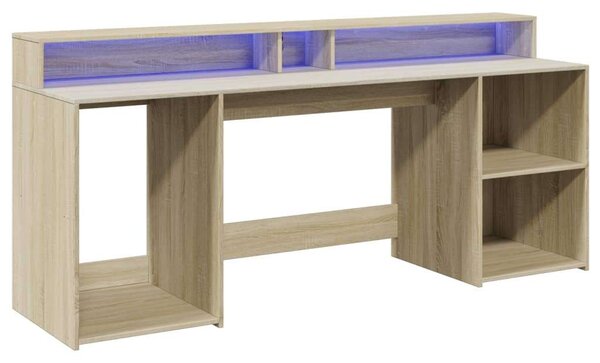 VidaXL Íróasztal LED-del - Sonoma Tölgy - 200x55x91 cm
