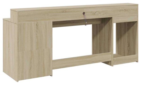 VidaXL Íróasztal LED-del - Sonoma Tölgy - 200x55x91 cm