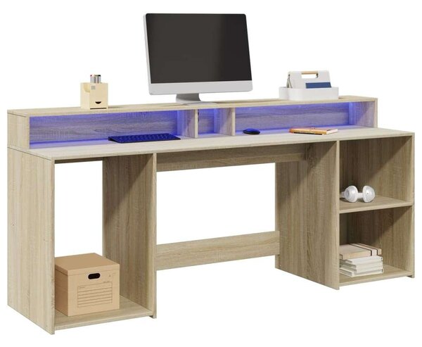 VidaXL Íróasztal LED-del - Sonoma Tölgy - 200x55x91 cm