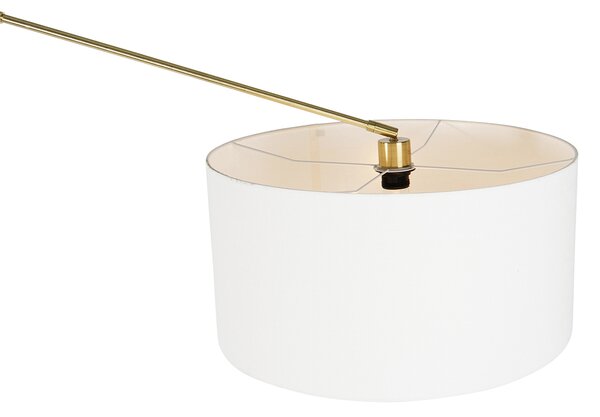 Modern állólámpa arany színű, fehér árnyékolóval, 50 cm állítható - Editor