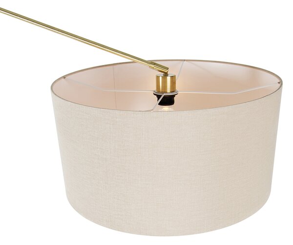 Állólámpa arany színű, világosbarna árnyékolóval, 50 cm állítható - Editor