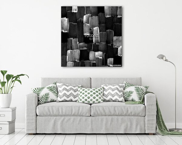 Abstract black and white background. Monochrome brush strokes texture. (vászonkép)