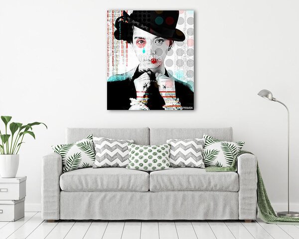 The poster of a beautiful girl in the image of a clown in a pop art style.. (vászonkép)