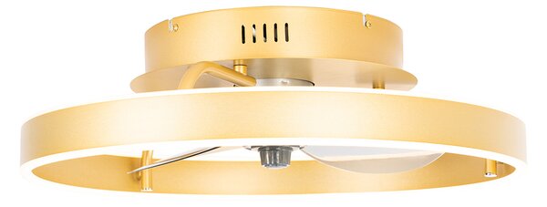 Mennyezeti ventilátor sárgaréz 50 cm LED-del, fényerőszabályzóval és távirányítóval - Maddy