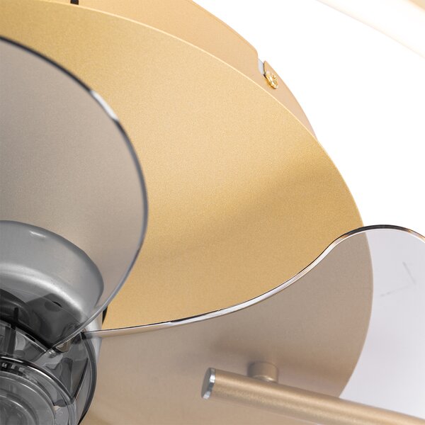Mennyezeti ventilátor sárgaréz 50 cm LED-del, fényerőszabályzóval és távirányítóval - Maddy