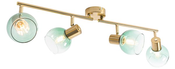 Art Deco reflektor arany zöld üveggel 4-lámpás - Vidro